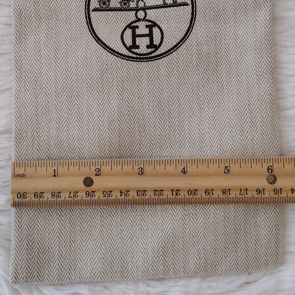 Hermes | Rectangular LOGO Drawstring Dust Bag ~13.25"x6.25" Sandals Clutch - Picture 8 of 9